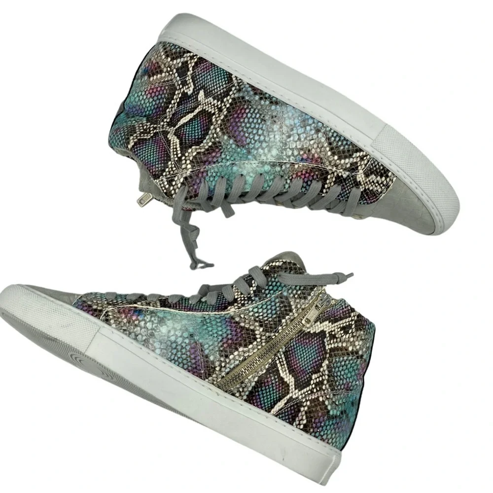 NWOB P448 Women's Star High Top Sneakers in Ice Python - Size EU 40 = US 9.5-10